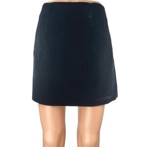Zara Women's Black Velvet Velour High Waisted Midi A-line Pencil Skort Skirt M